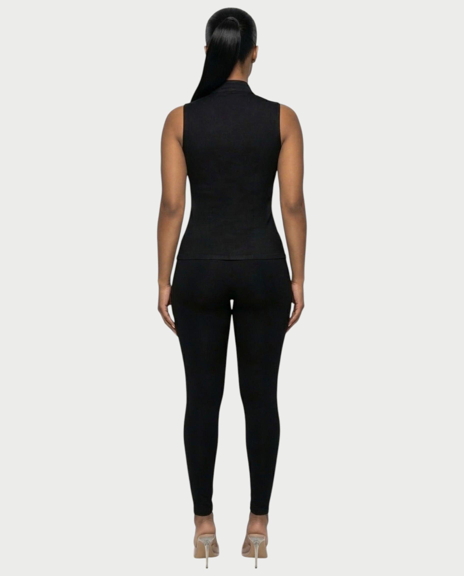 VELENA Lace-Up Zip-Front Vest Top