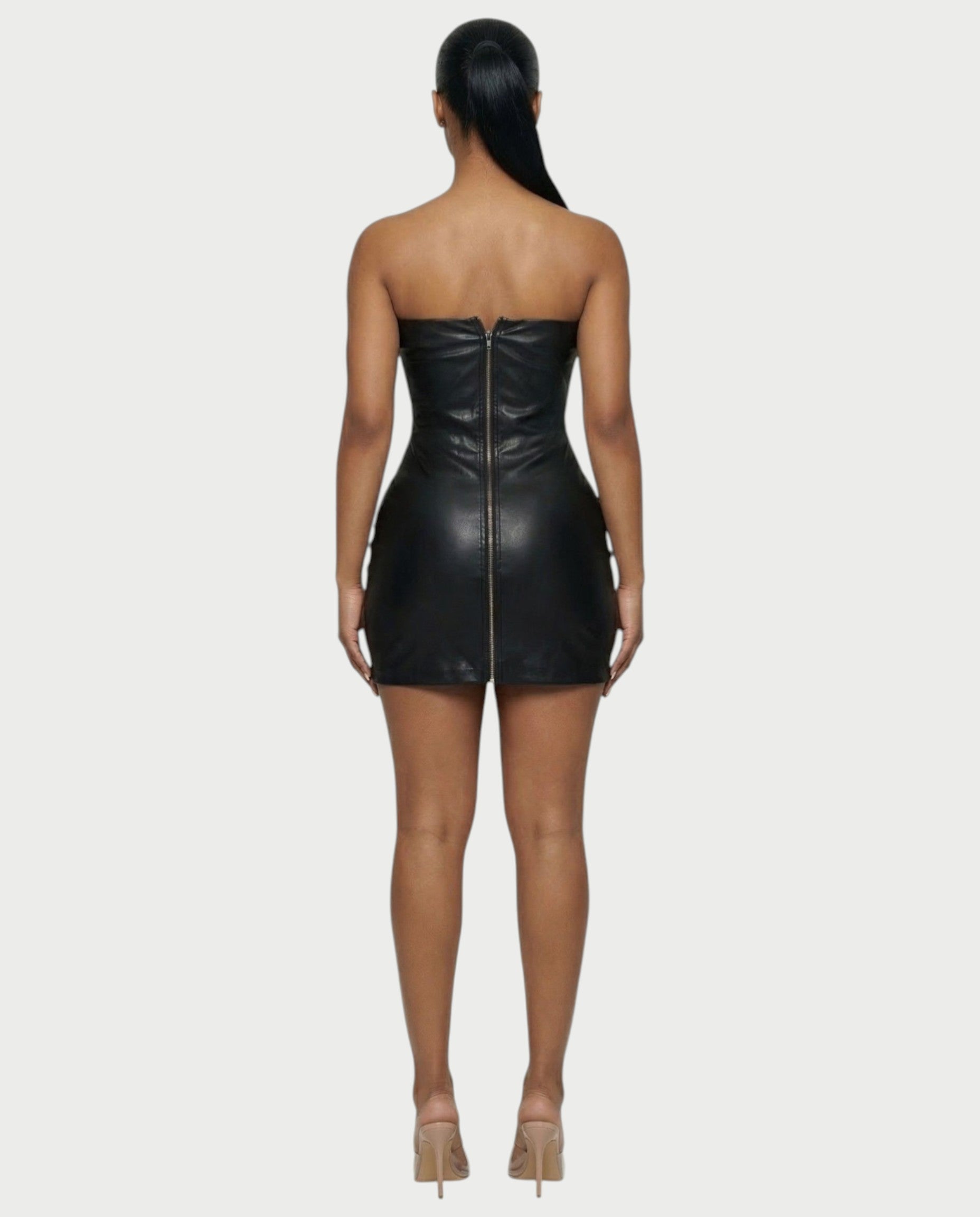 HALIYA Zebra Faux-Fur Bodycon Mini Dress