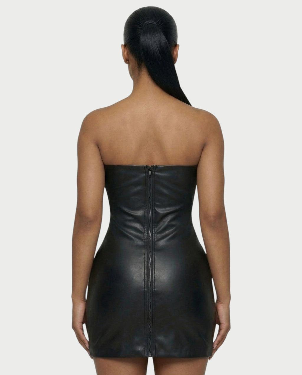 MINAYA Brown Faux-Fur Bodycon Mini Dress