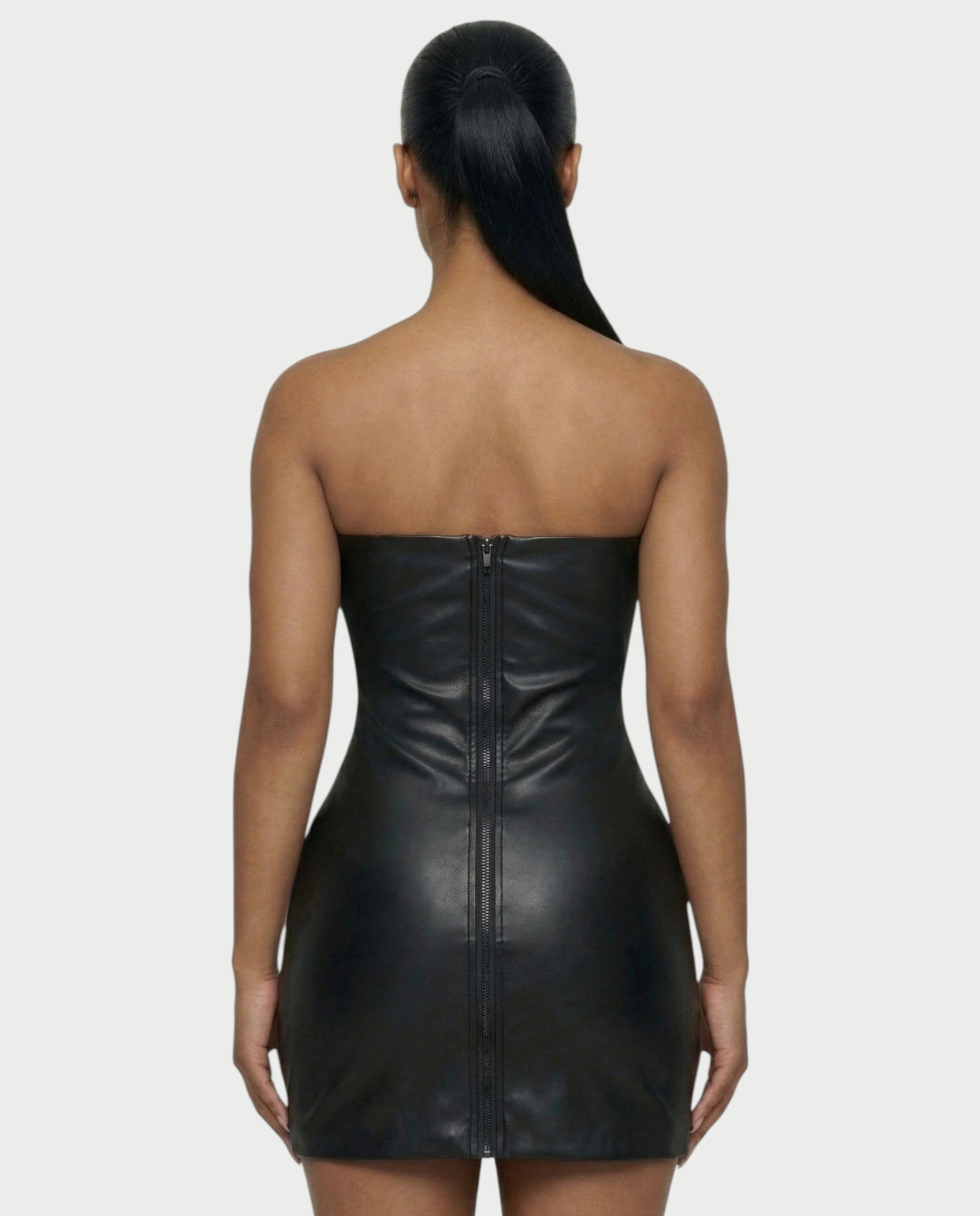 MINAYA Brown Faux-Fur Bodycon Mini Dress