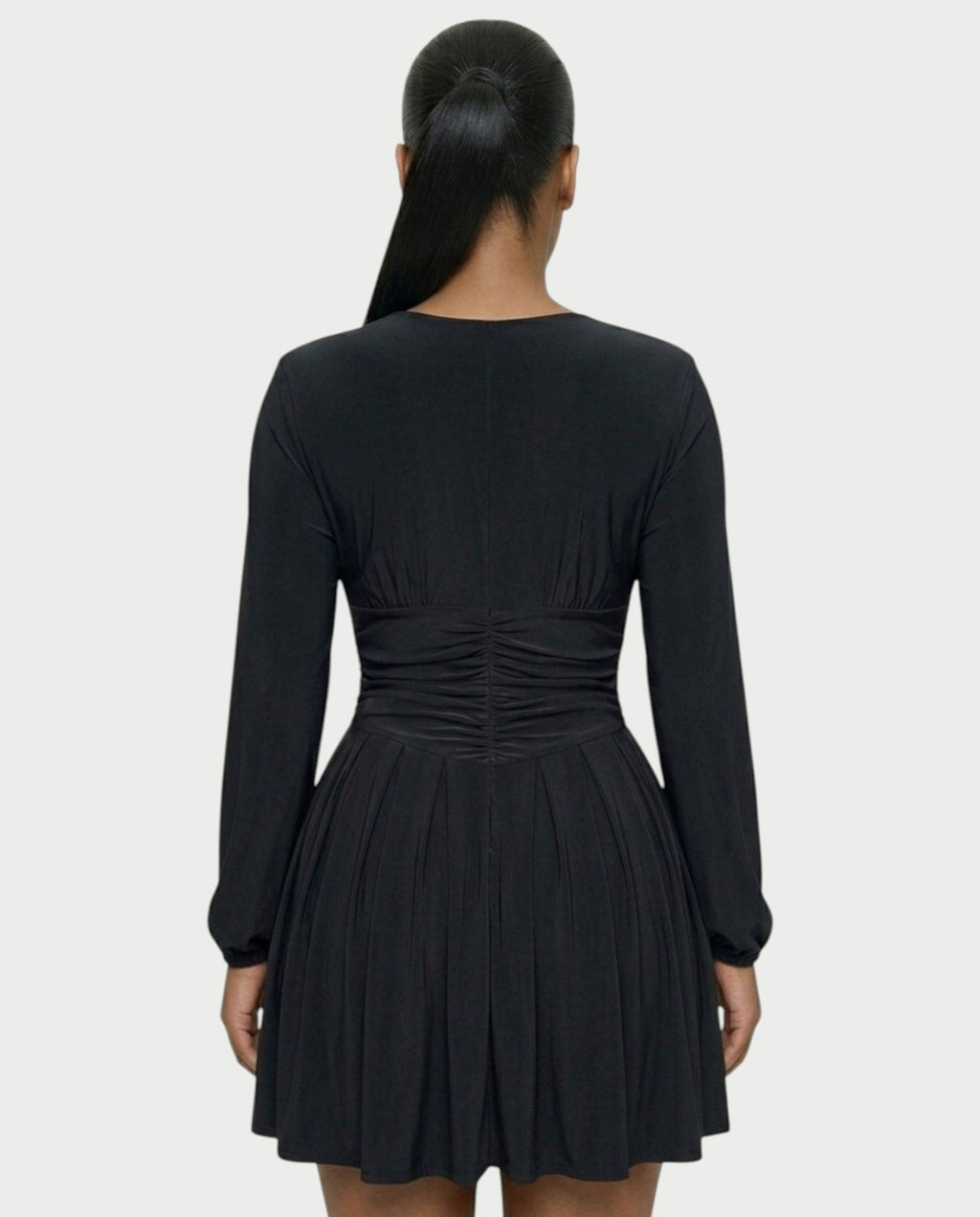 VINNA Ruched Waist-cinching Pleated Mini Dress