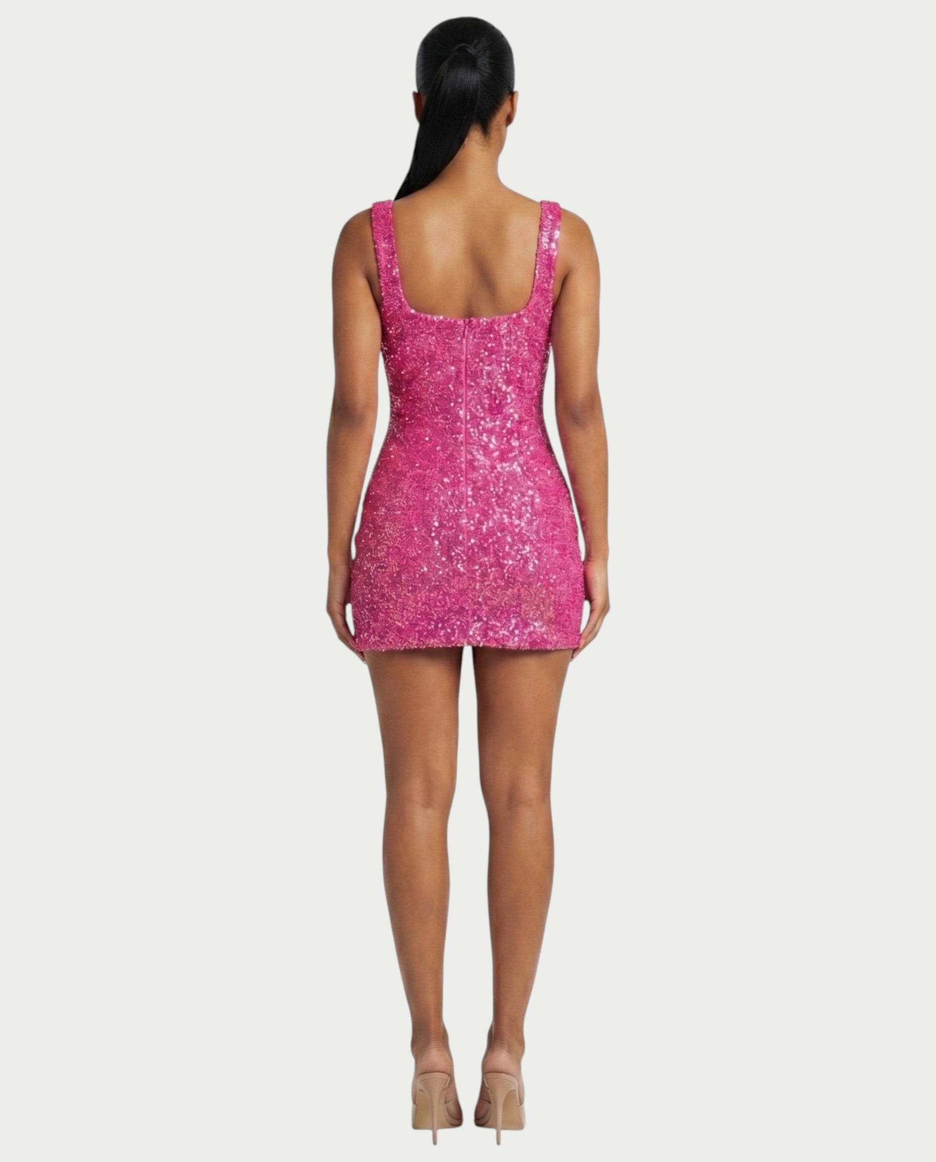 ABELA Sequin Scoop Neck Bodycon Mini Dress