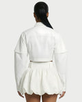 MIRELA Cropped Button-Up Shirt Tie Detail