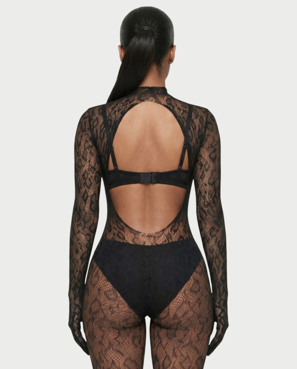 AVILA Sheer Leopard Lace Bodycon Jumpsuit