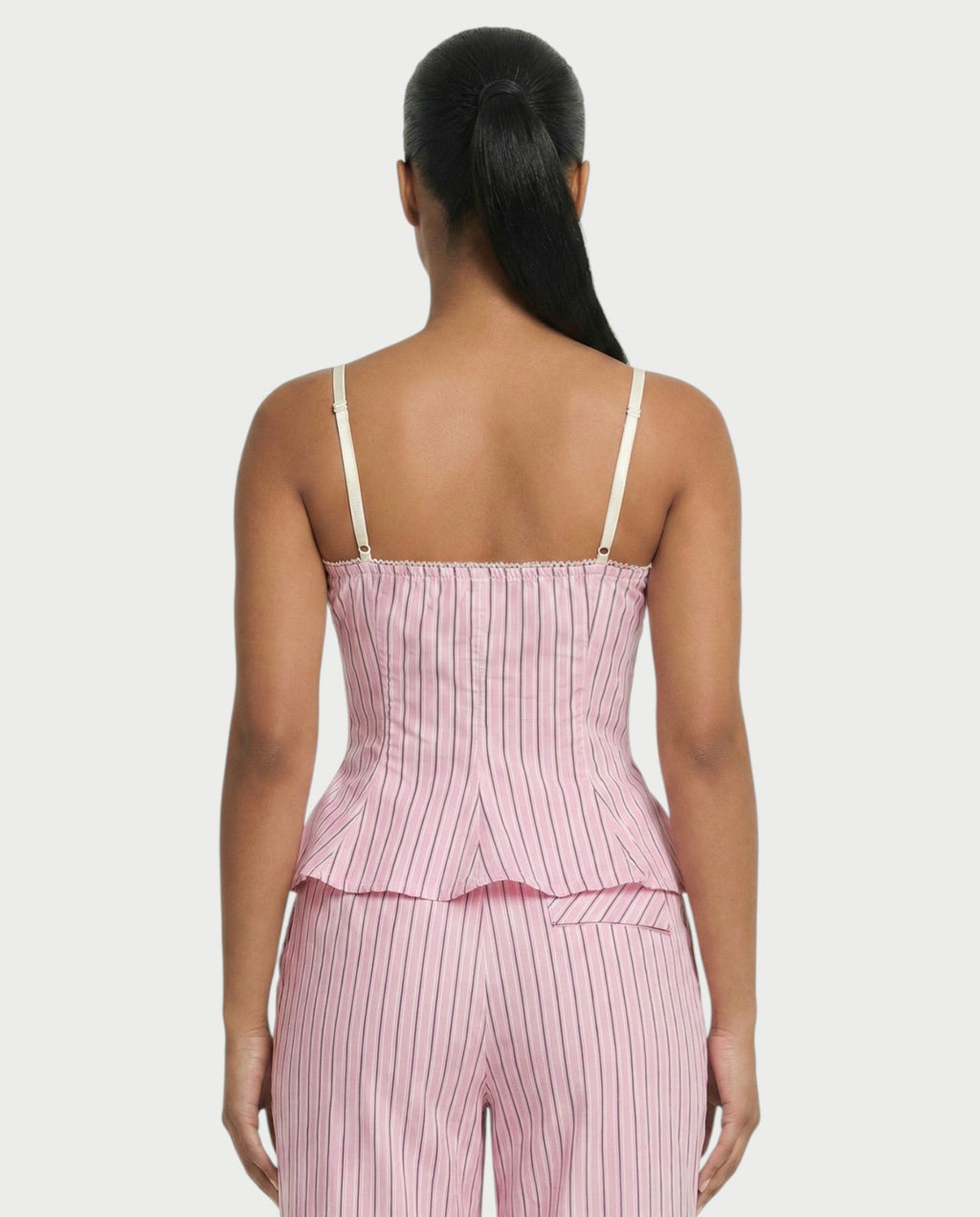 AZURE Pinstripe Peplum Top & Trouser Set