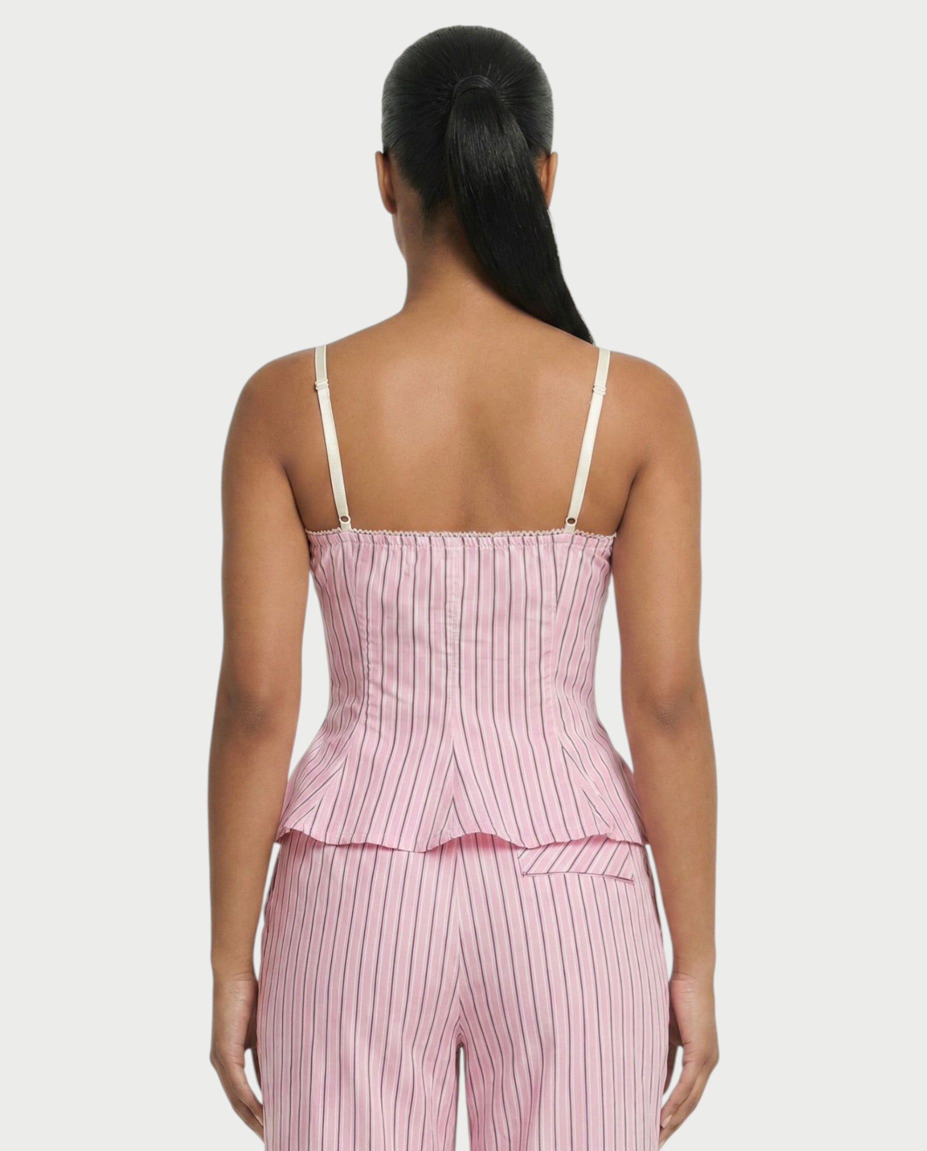 AZURE Pinstripe Peplum Top & Trouser Set