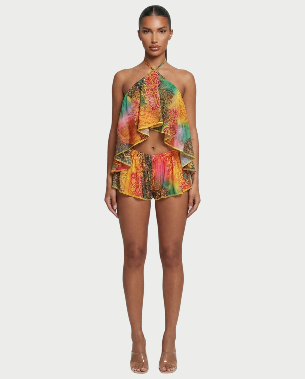 SEFAYA Backless Flowy Top & Shorts Set