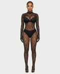 AVILA Sheer Leopard Lace Bodycon Jumpsuit