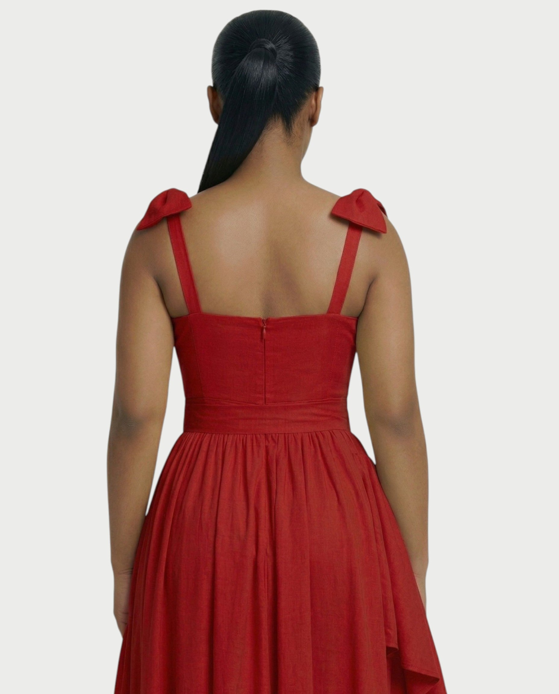 NARIMA Bow Ruffle Maxi Dress