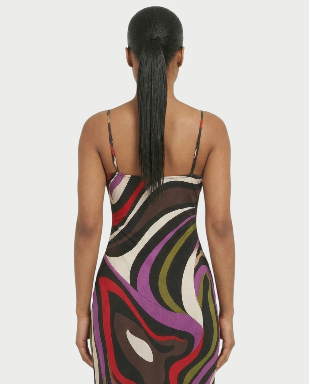 ROMEYA Abstract Swirl Print Bodycon Maxi Dress