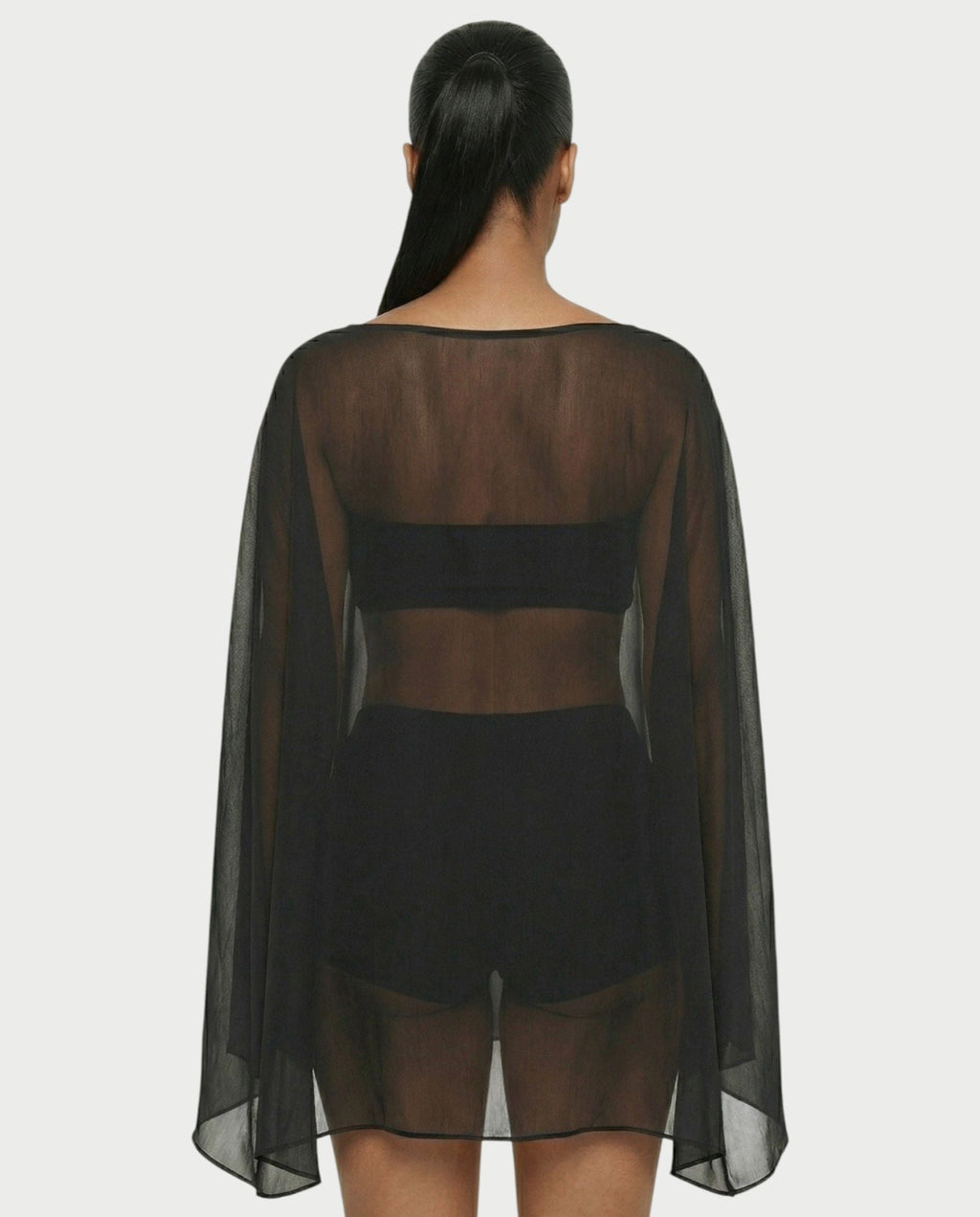 ALMIRA Sheer Mesh Blouse Cover-Up Top