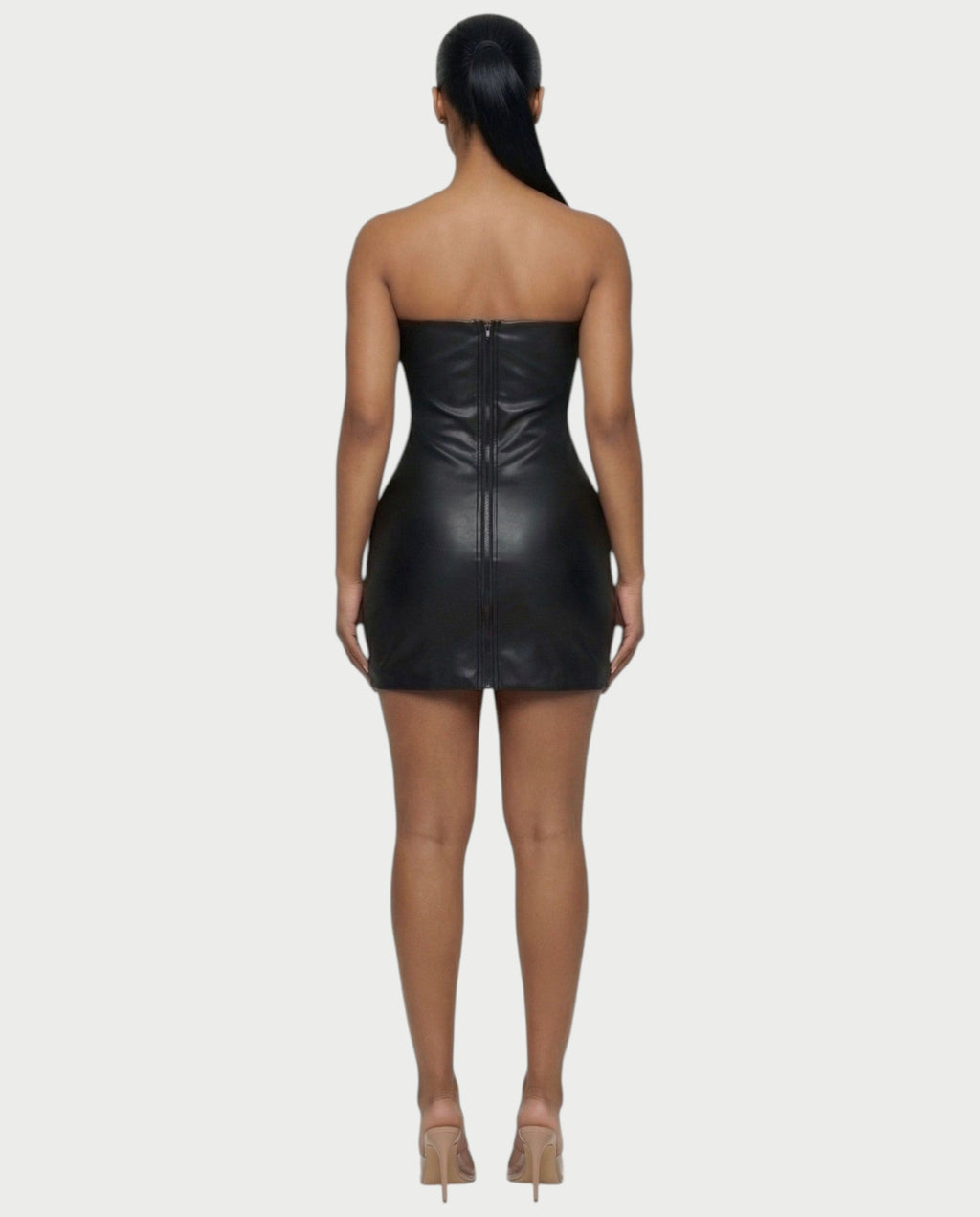 MINAYA Brown Faux-Fur Bodycon Mini Dress