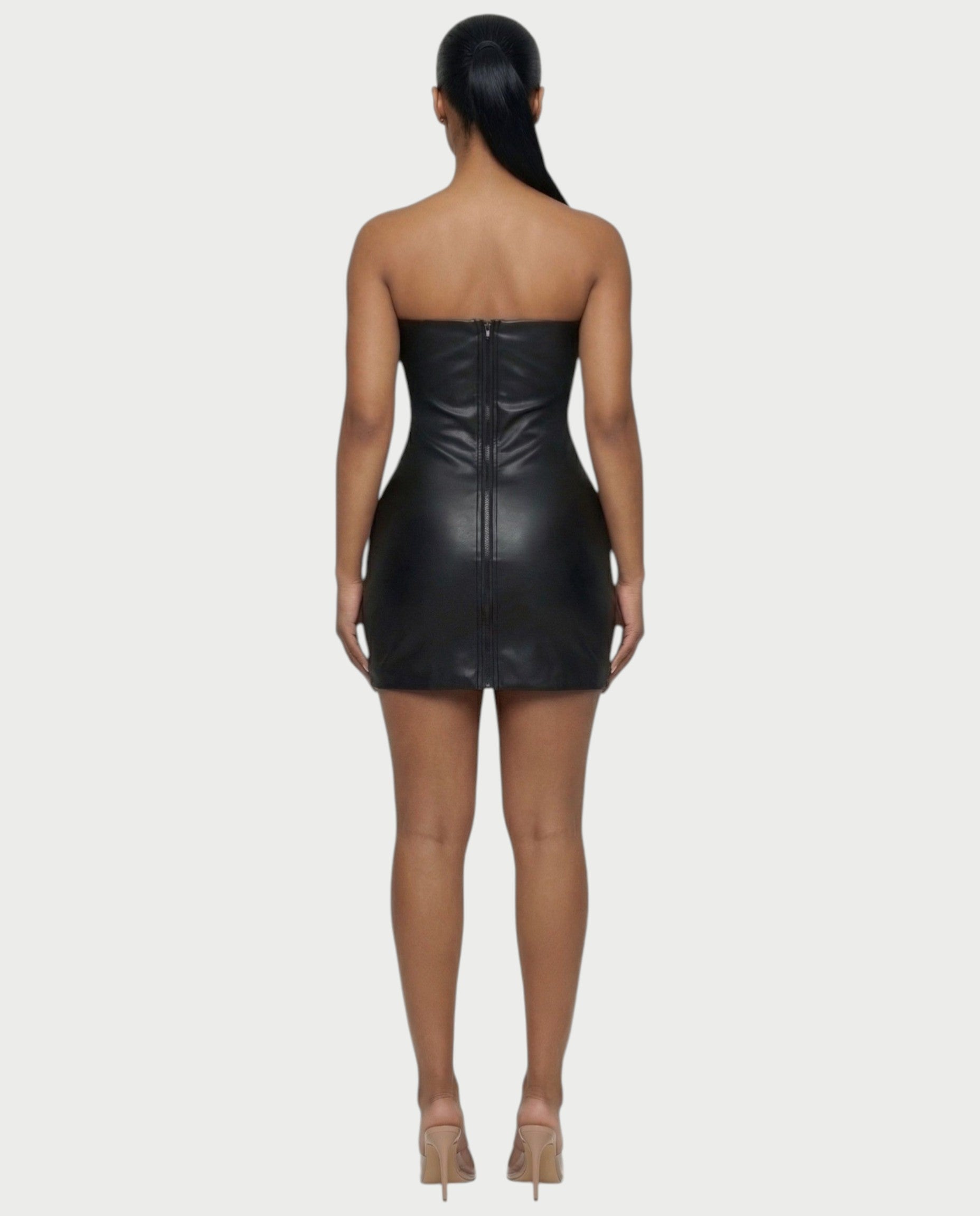 MINAYA Brown Faux-Fur Bodycon Mini Dress