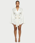 ARISSE Satin Wrap-Tie Mini Dress