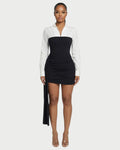 HOLLIS Two-Tone Side Drape Mini Dress