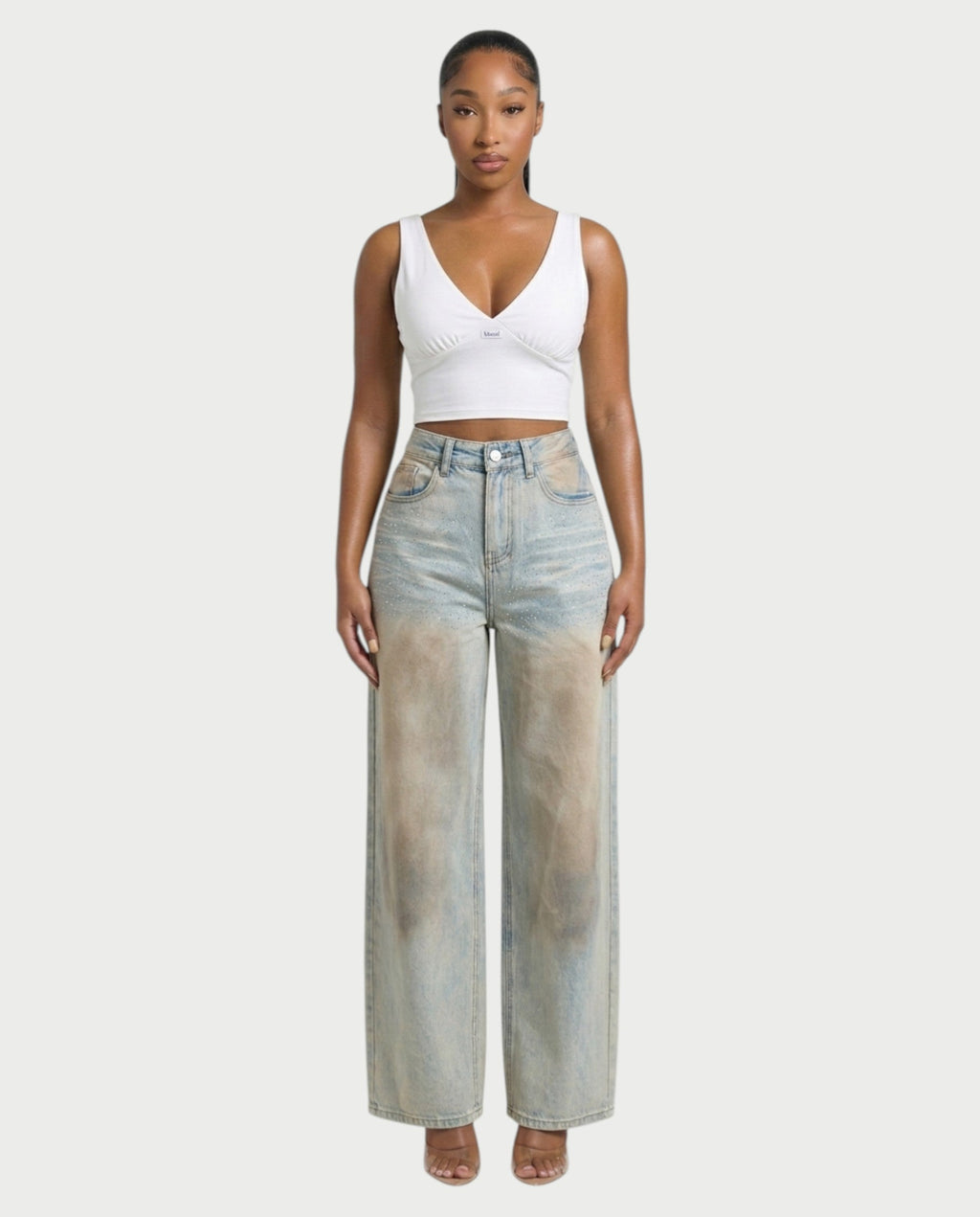 SALIE Deep V-Neck Sleeveless Crop Top