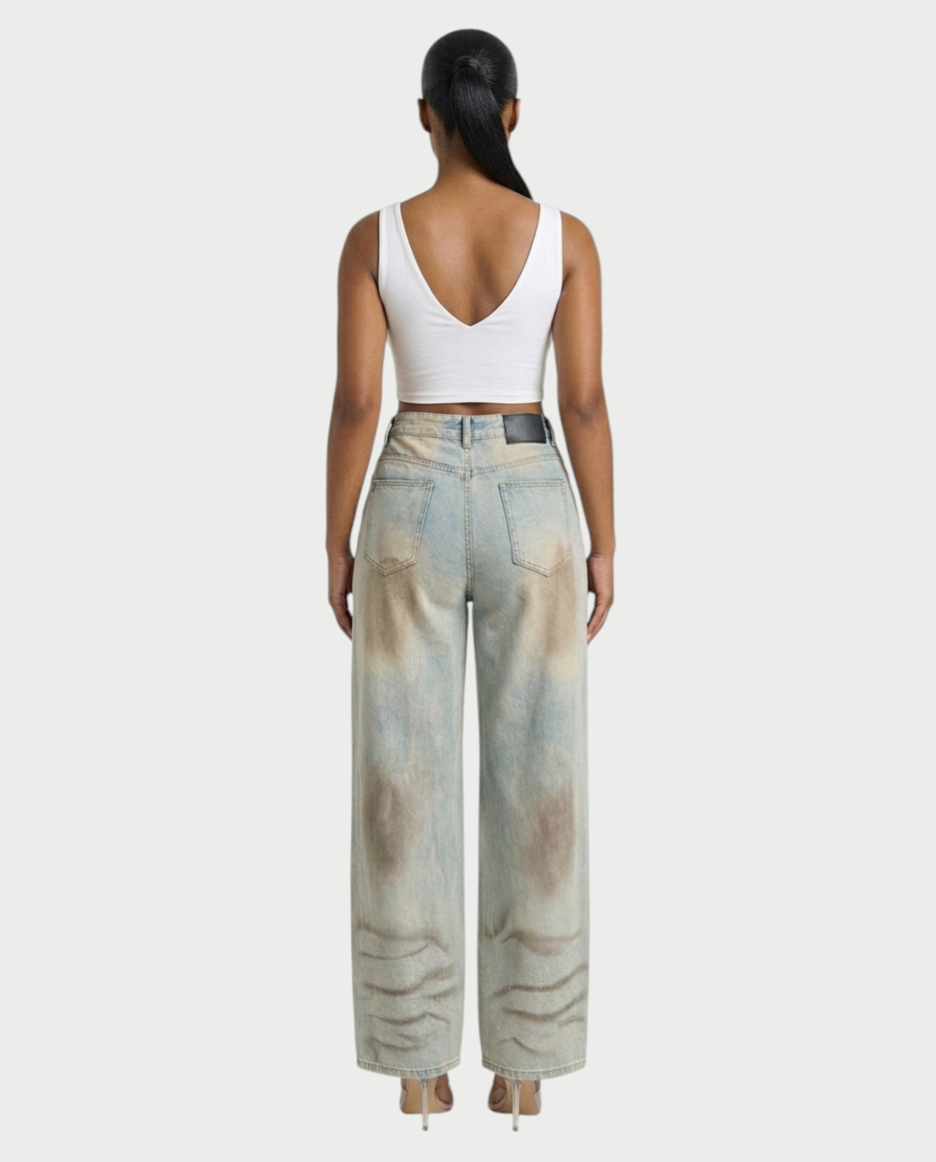 SALIE Deep V-Neck Sleeveless Crop Top