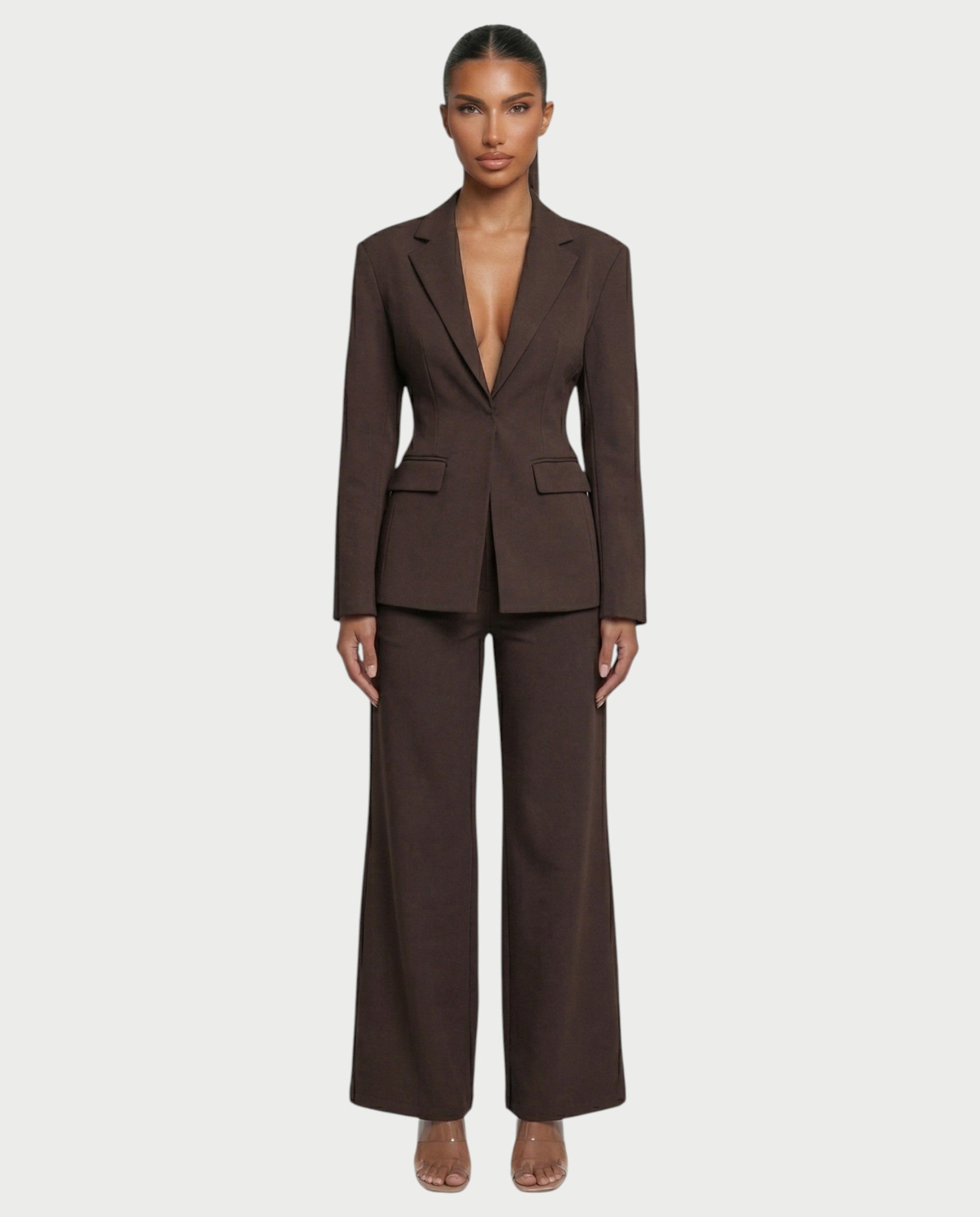 XAVIA Lace-Up Back Blazer & Trouser Set