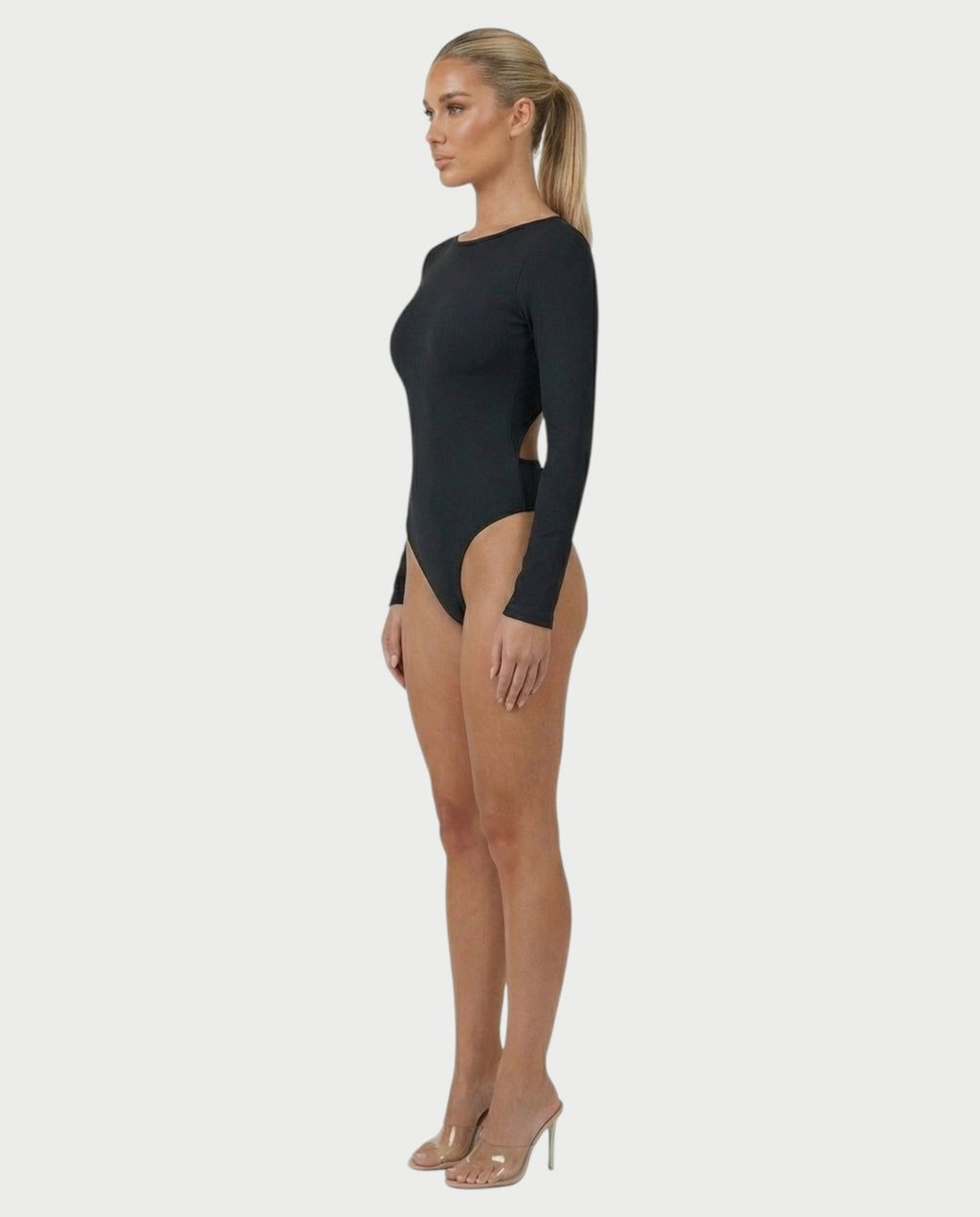 TOVA Open-Back Strap Long Sleeve Padded Bodysuit