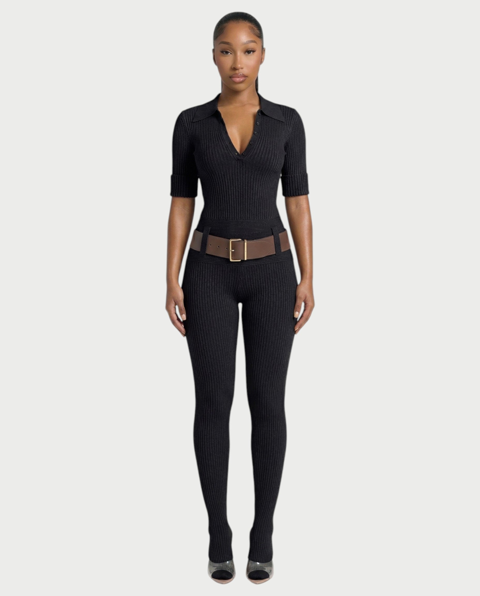 KIERA Ribbed Knit Bodysuit & Legging Set