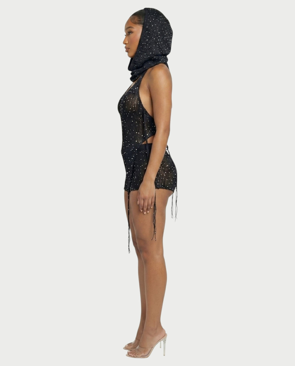 ZELISSE 3-Piece Halter Top, Shorts & Hooded Scarf Set