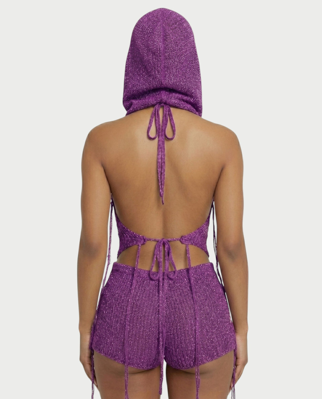 ZELISSE 3-Piece Halter Top, Shorts & Hooded Scarf Set