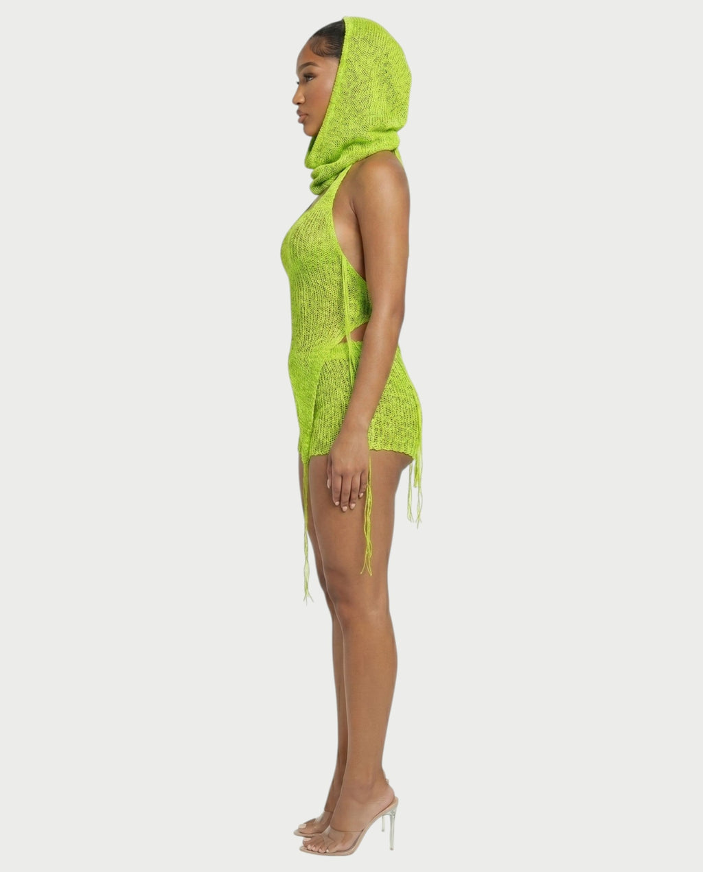 ZELISSE 3-Piece Halter Top, Shorts & Hooded Scarf Set