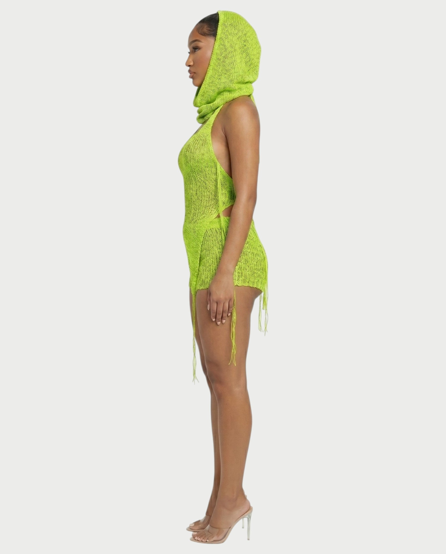 ZELISSE 3-Piece Halter Top, Shorts & Hooded Scarf Set