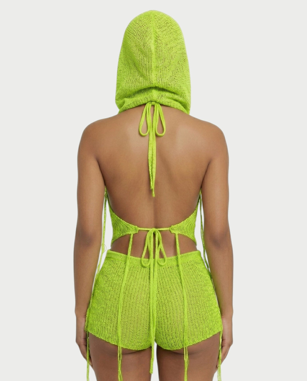 ZELISSE 3-Piece Halter Top, Shorts & Hooded Scarf Set