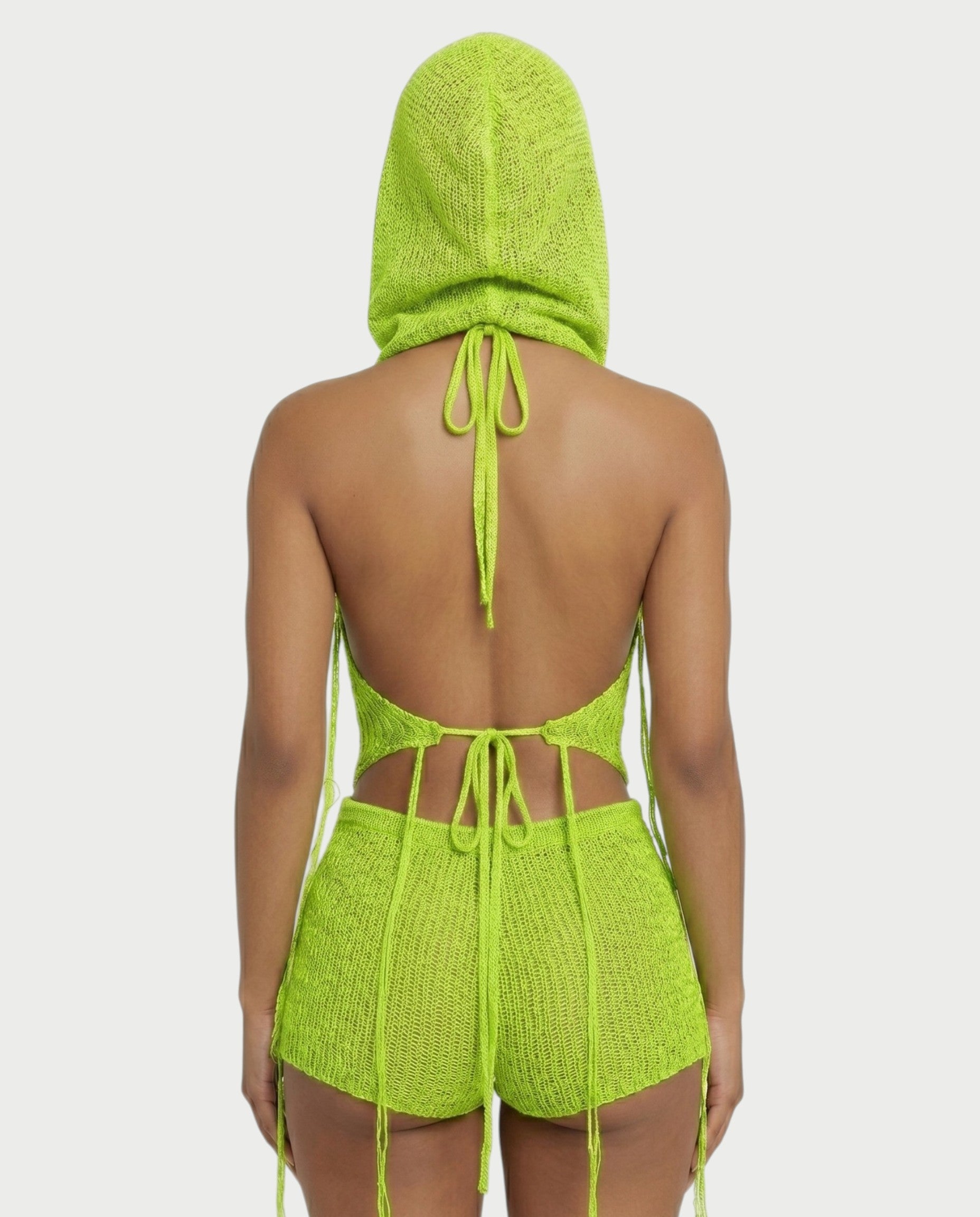 ZELISSE 3-Piece Halter Top, Shorts & Hooded Scarf Set
