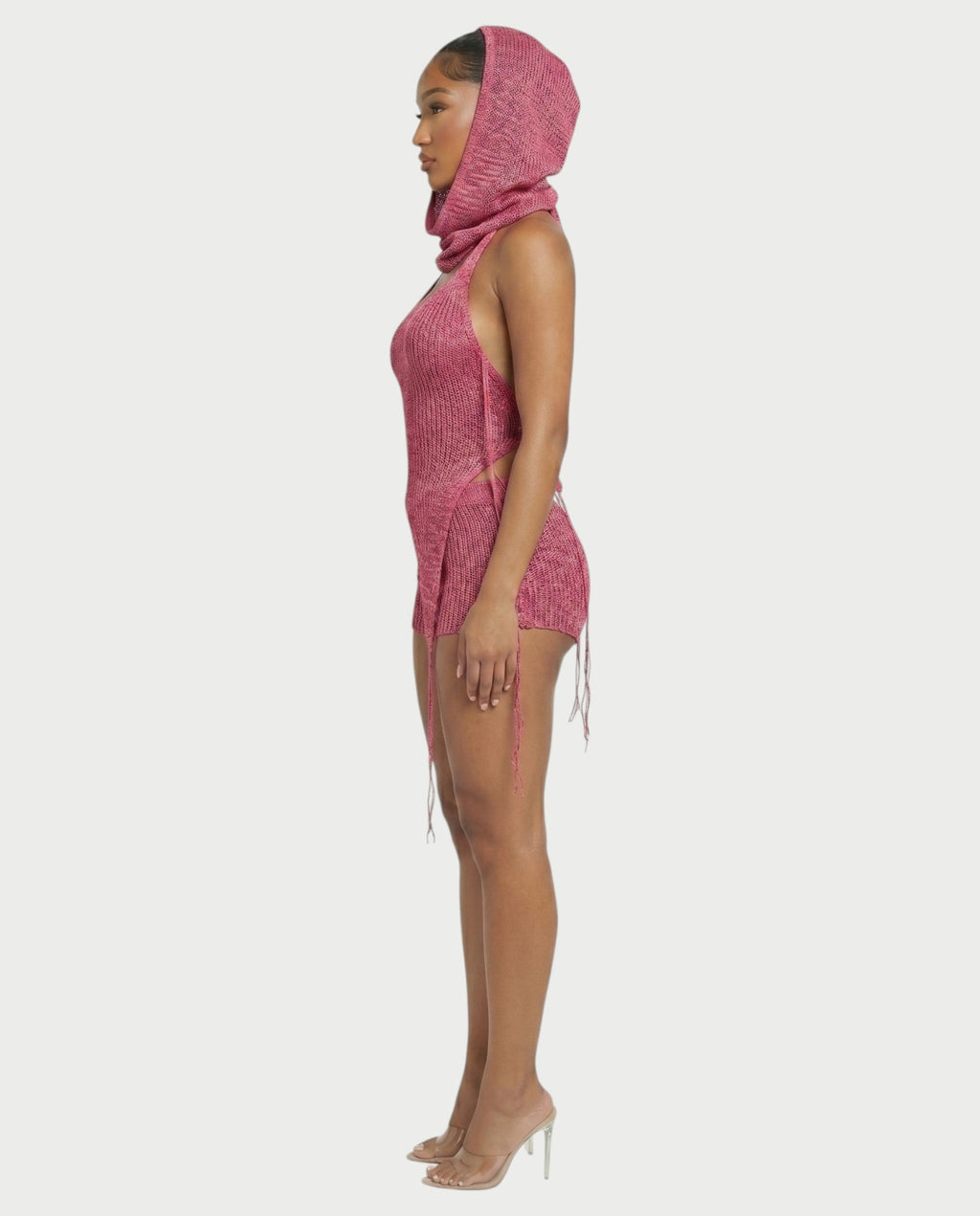 ZELISSE 3-Piece Halter Top, Shorts & Hooded Scarf Set