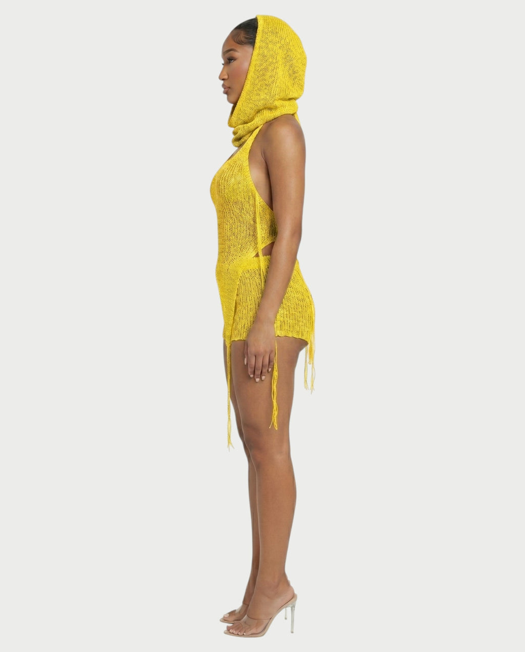 ZELISSE 3-Piece Halter Top, Shorts & Hooded Scarf Set