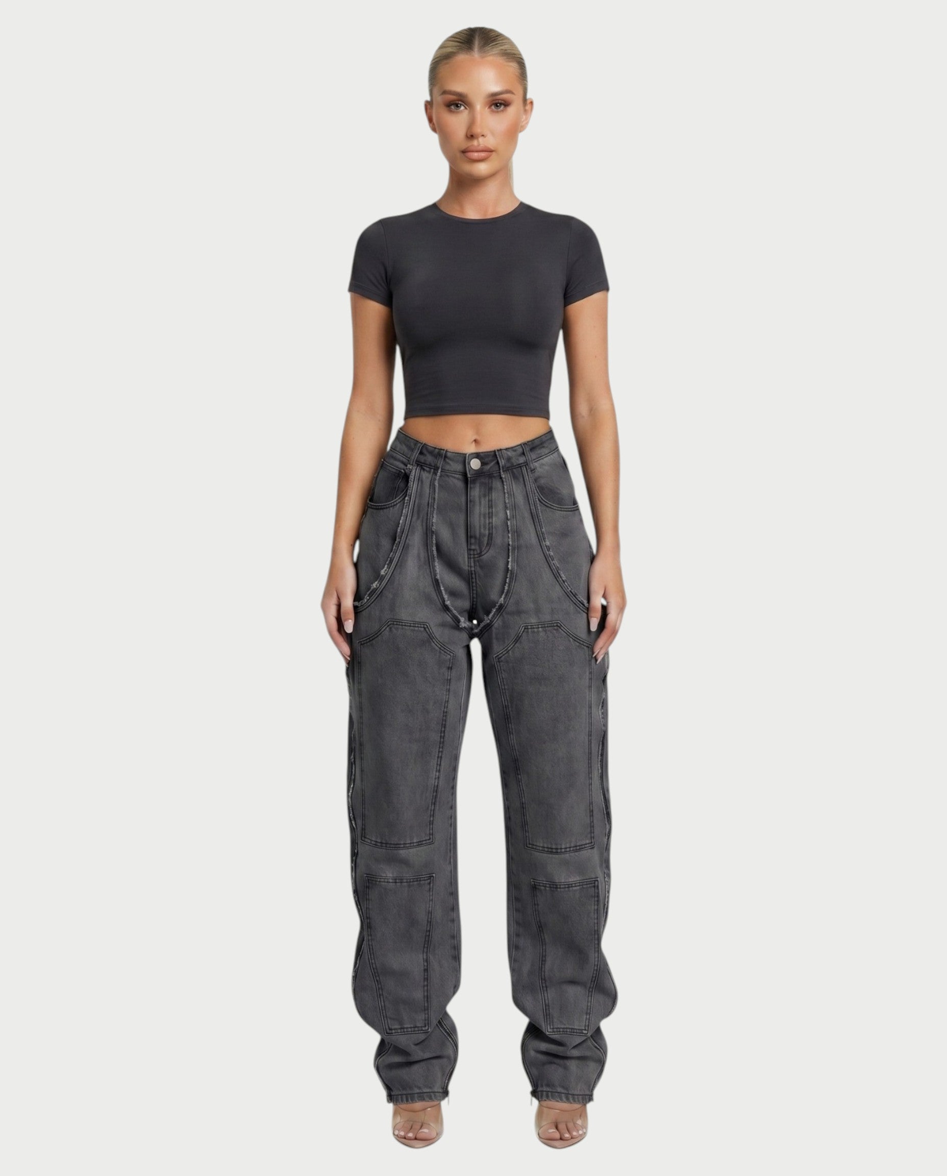 NAMI Distressed Denim Chaps Pants