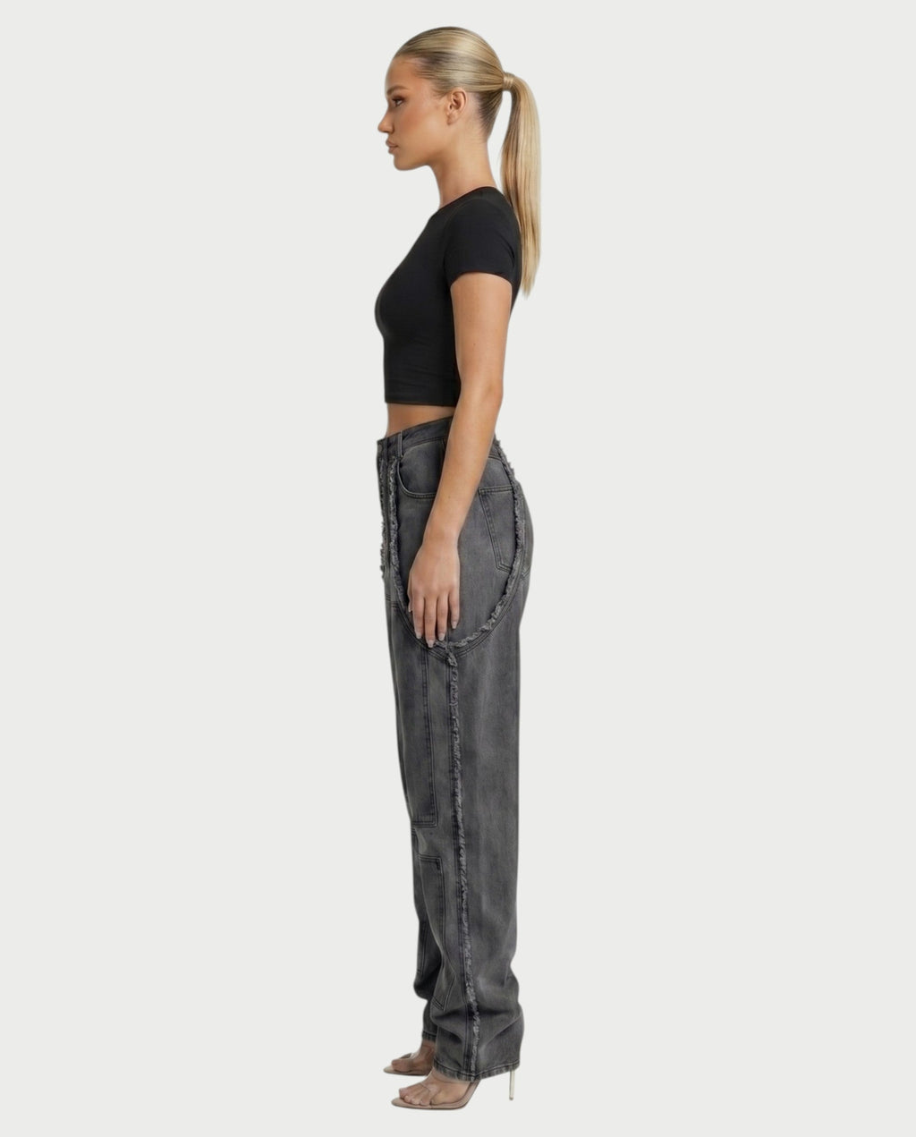NAMI Distressed Denim Chaps Pants
