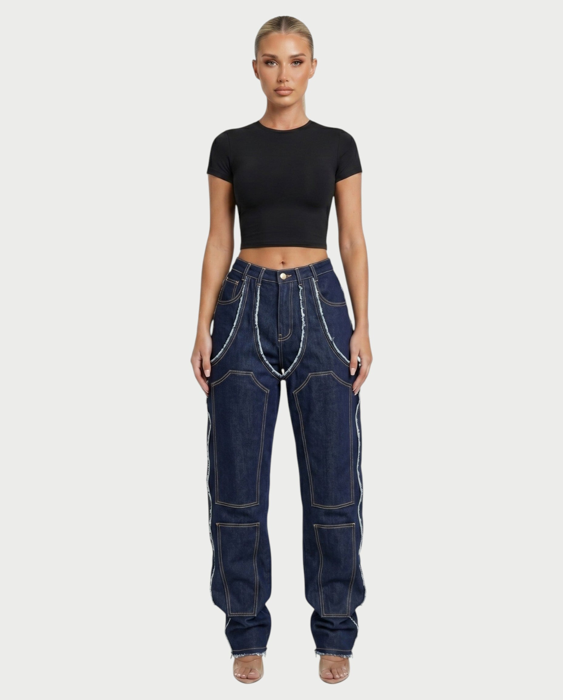 NAMI Distressed Denim Chaps Pants