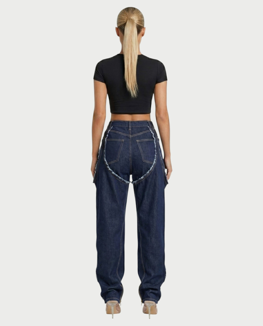 NAMI Distressed Denim Chaps Pants