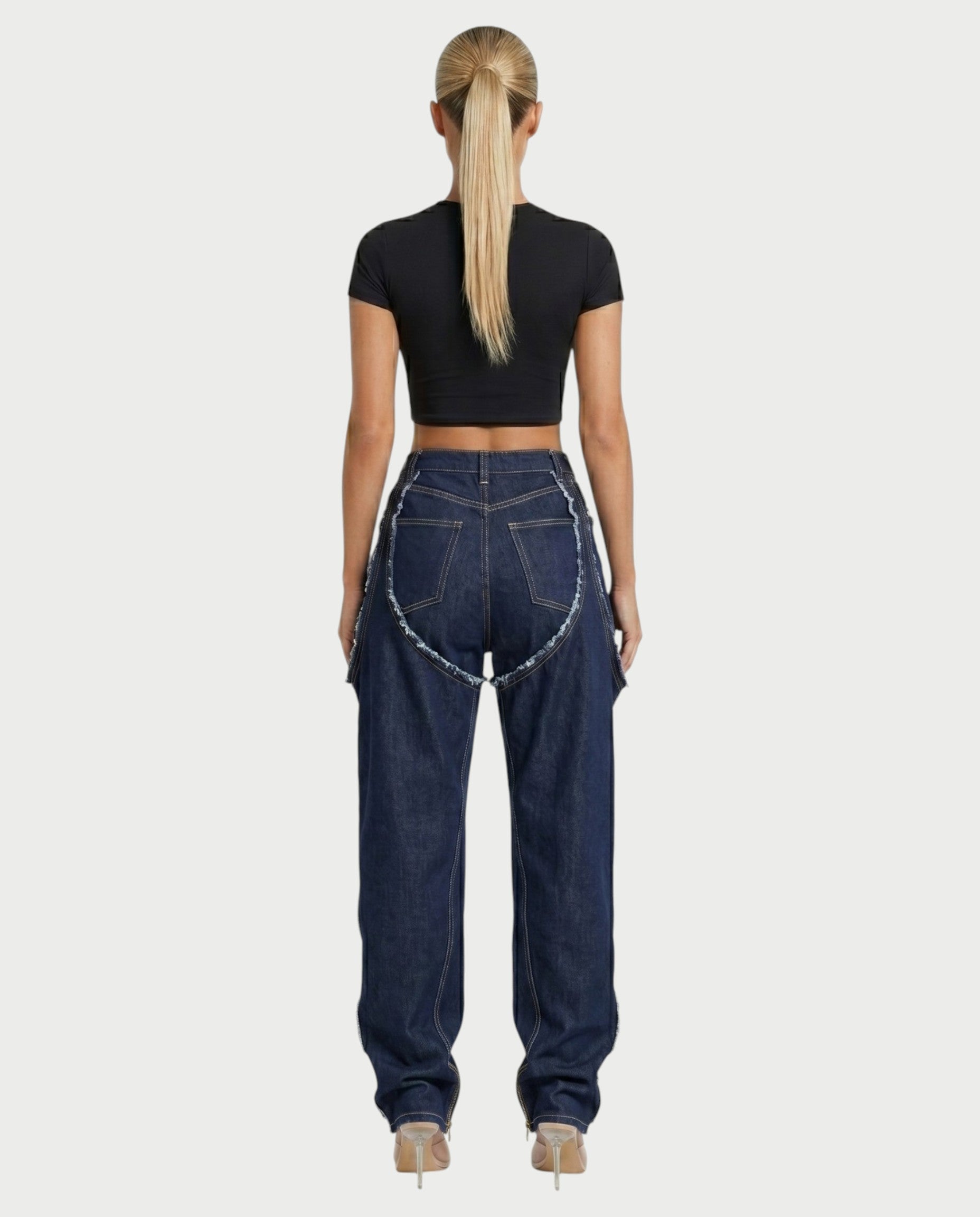 NAMI Distressed Denim Chaps Pants