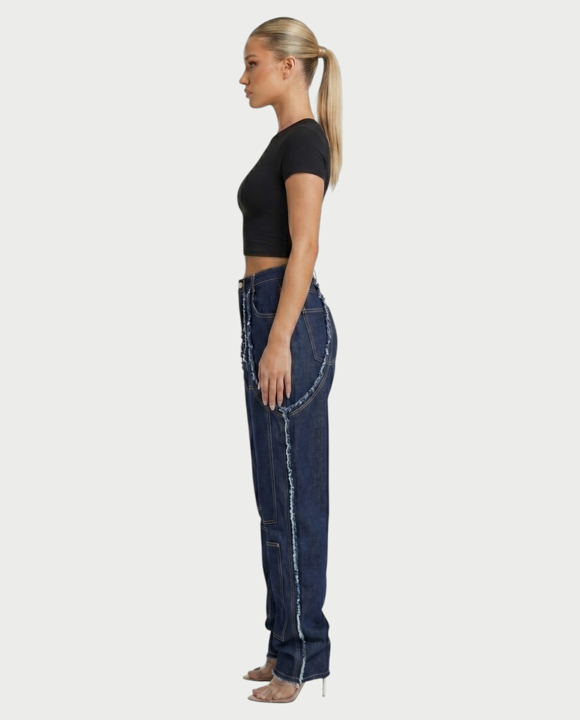 NAMI Distressed Denim Chaps Pants