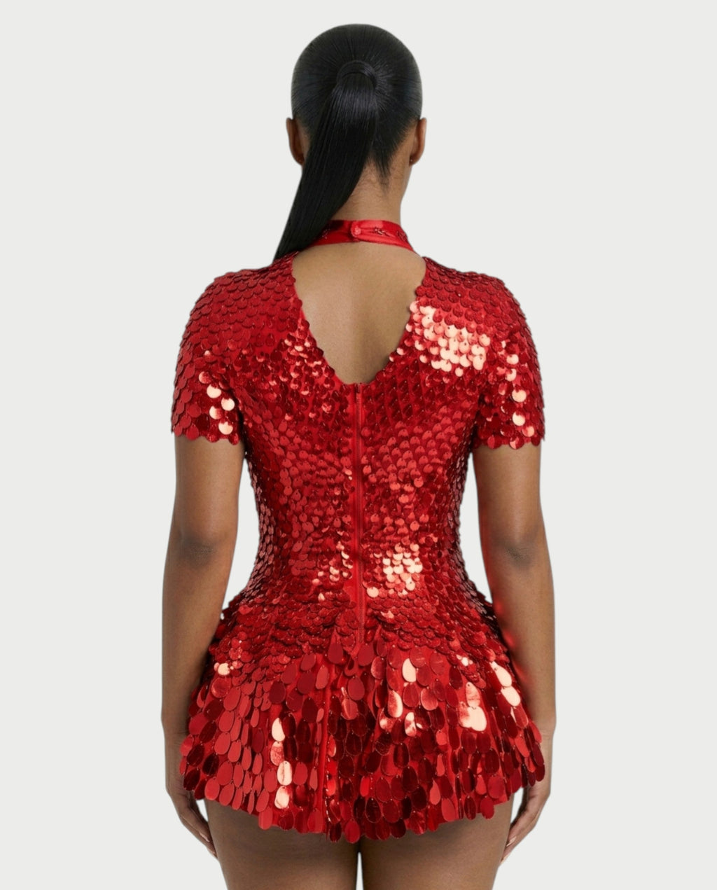 KAIRIE Sequin Scallop Mini Dress