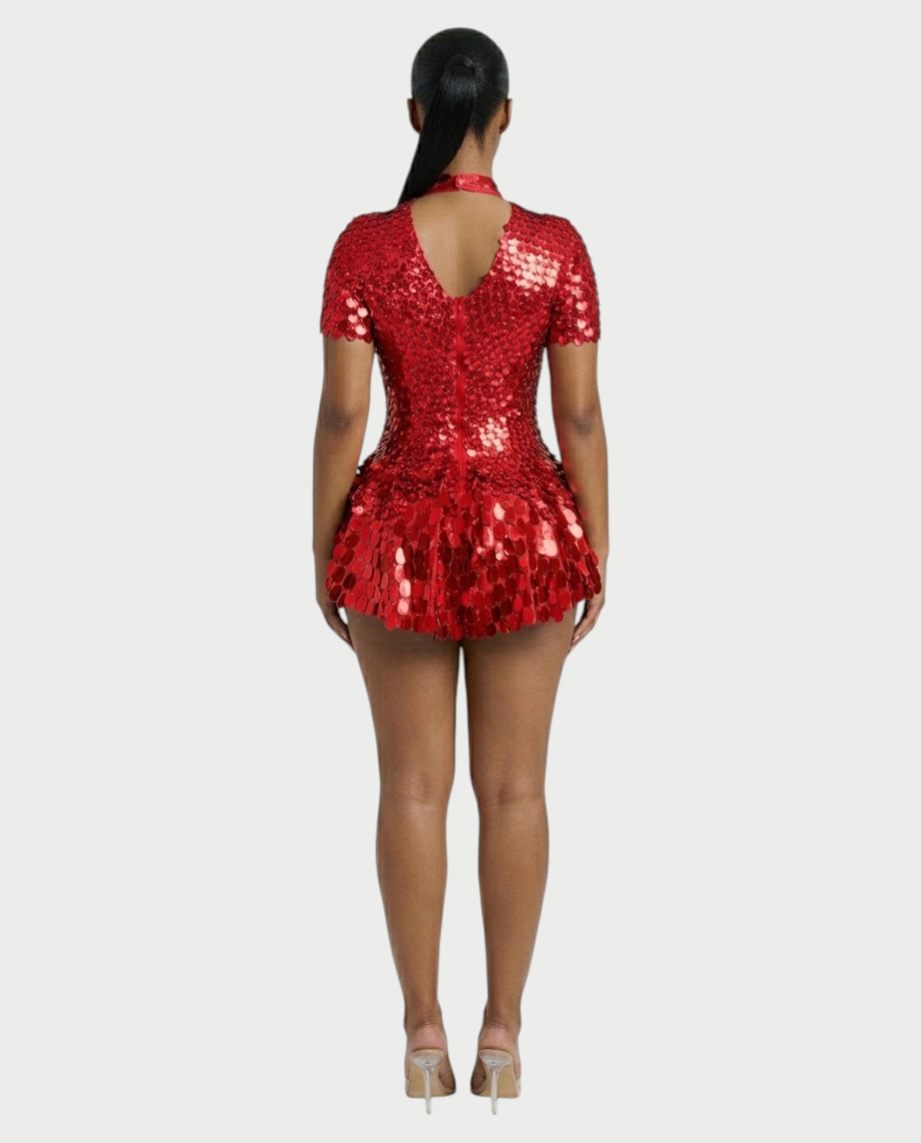 KAIRIE Sequin Scallop Mini Dress