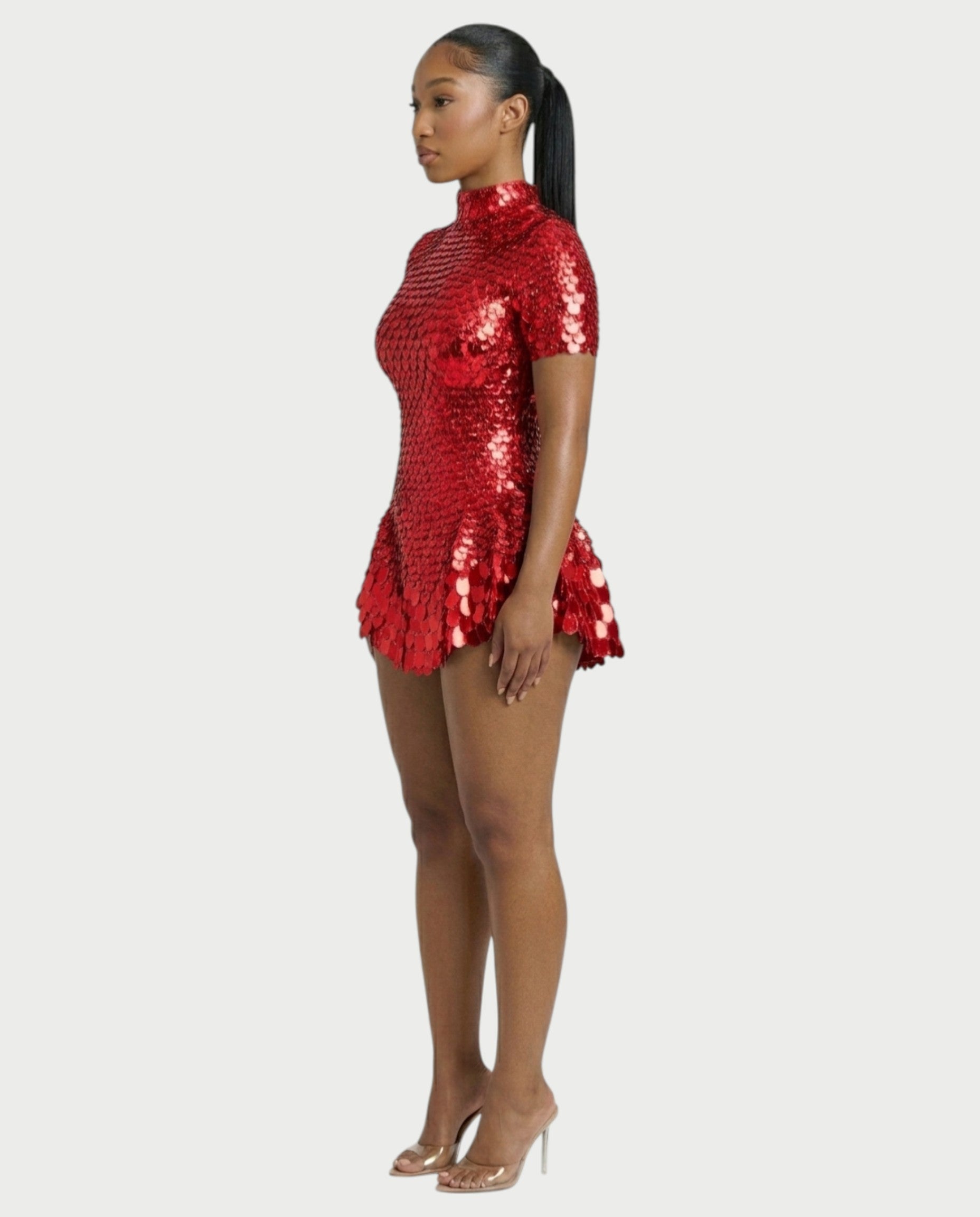 KAIRIE Sequin Scallop Mini Dress