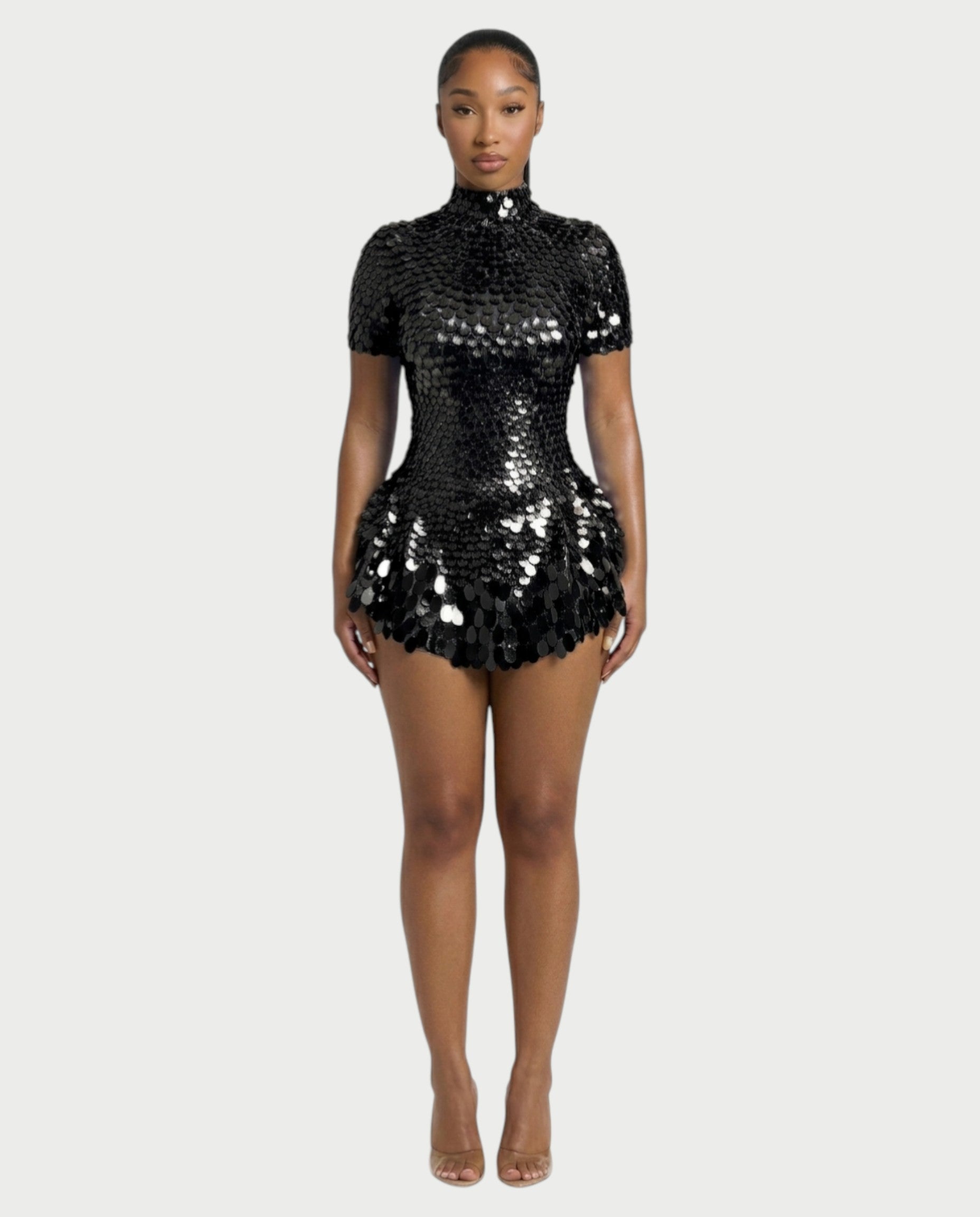 KAIRIE Sequin Scallop Mini Dress