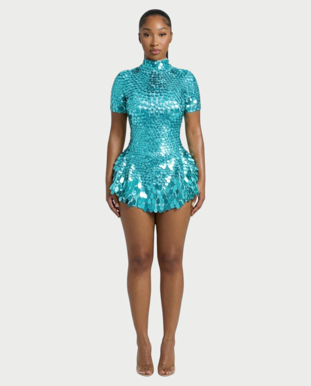 KAIRIE Sequin Scallop Mini Dress