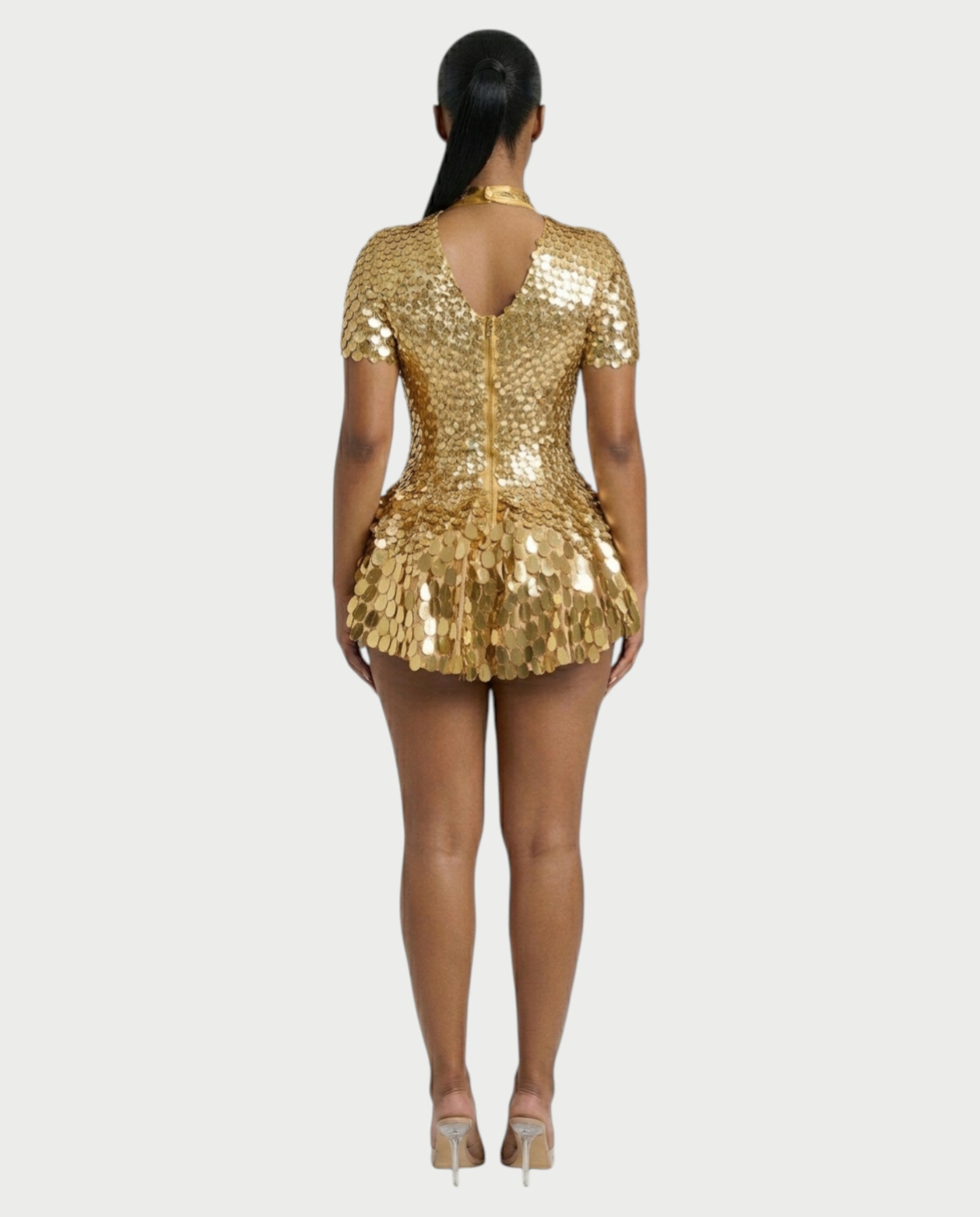 KAIRIE Sequin Scallop Mini Dress