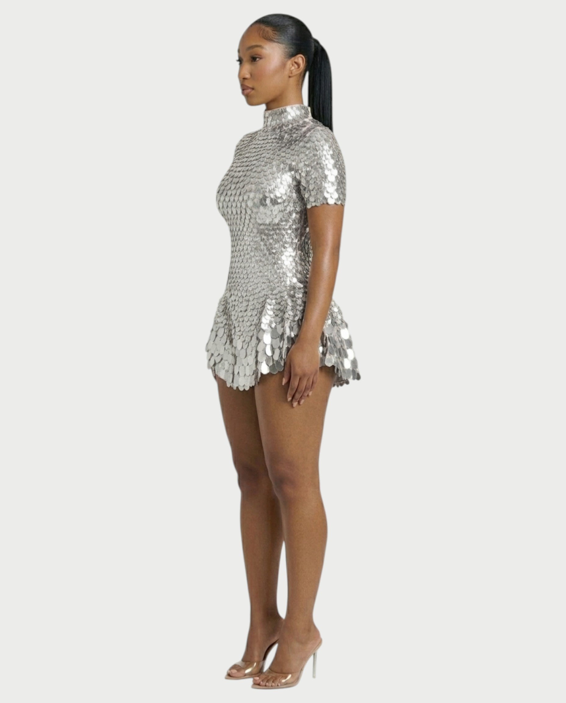 KAIRIE Sequin Scallop Mini Dress
