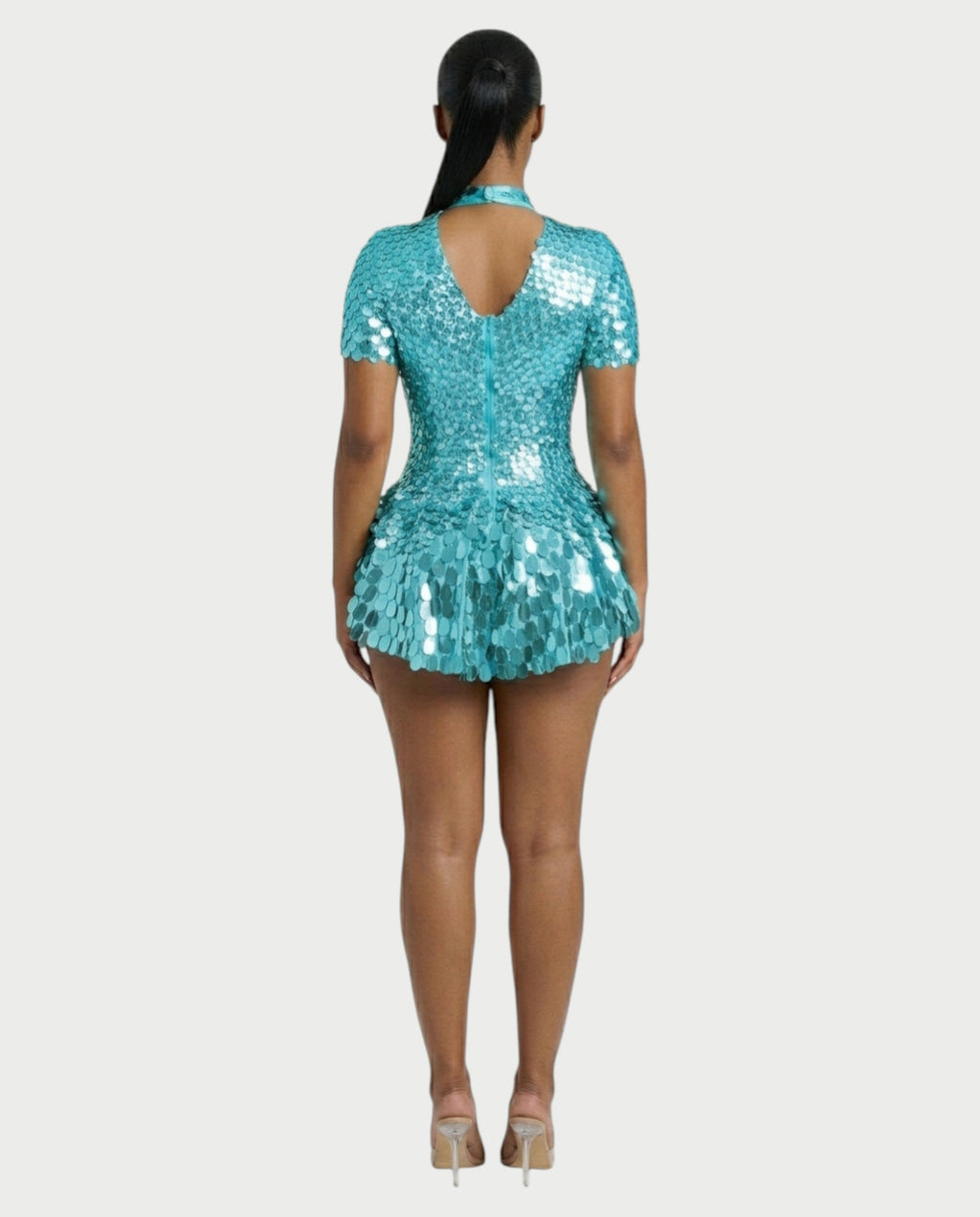 KAIRIE Sequin Scallop Mini Dress