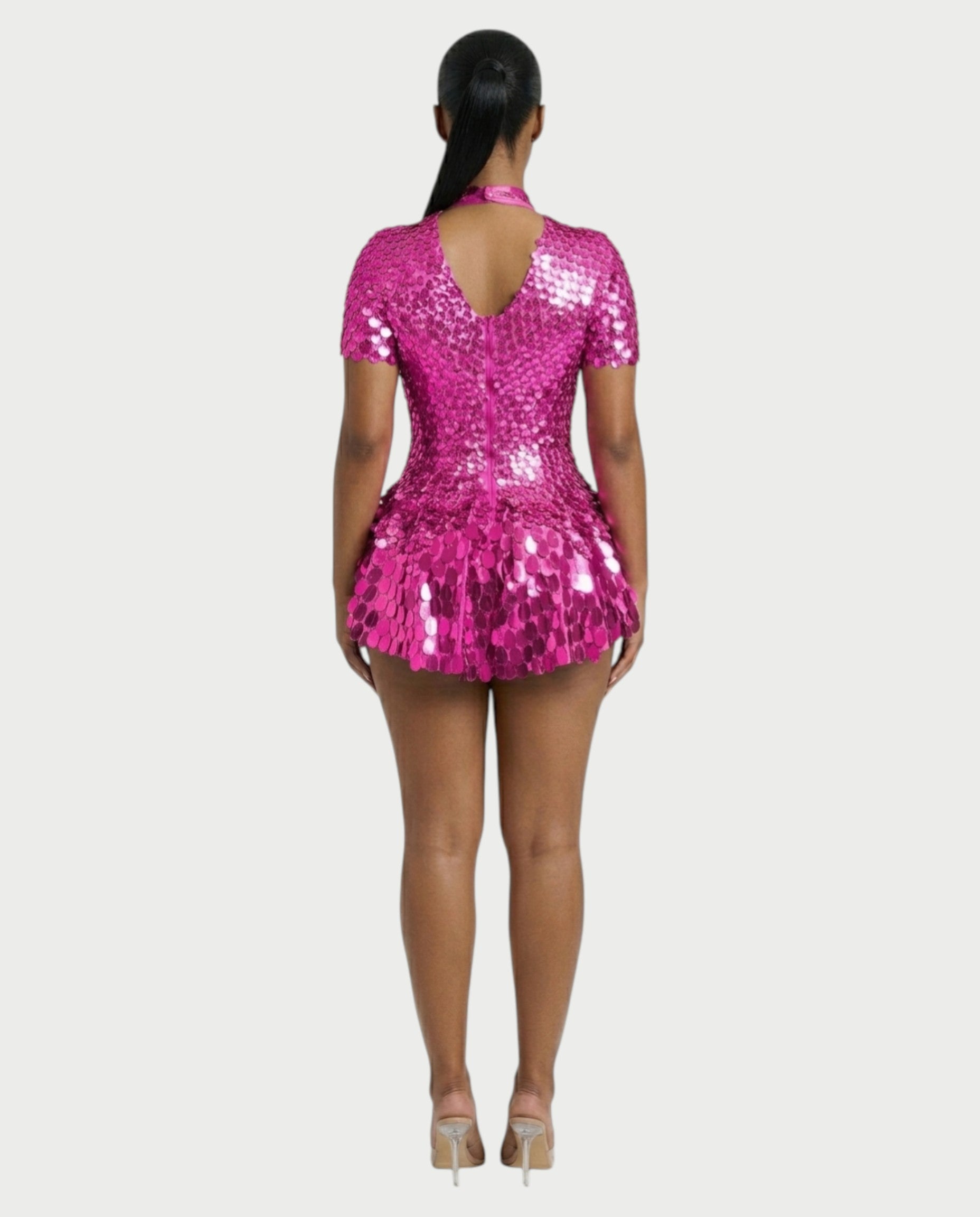 KAIRIE Sequin Scallop Mini Dress