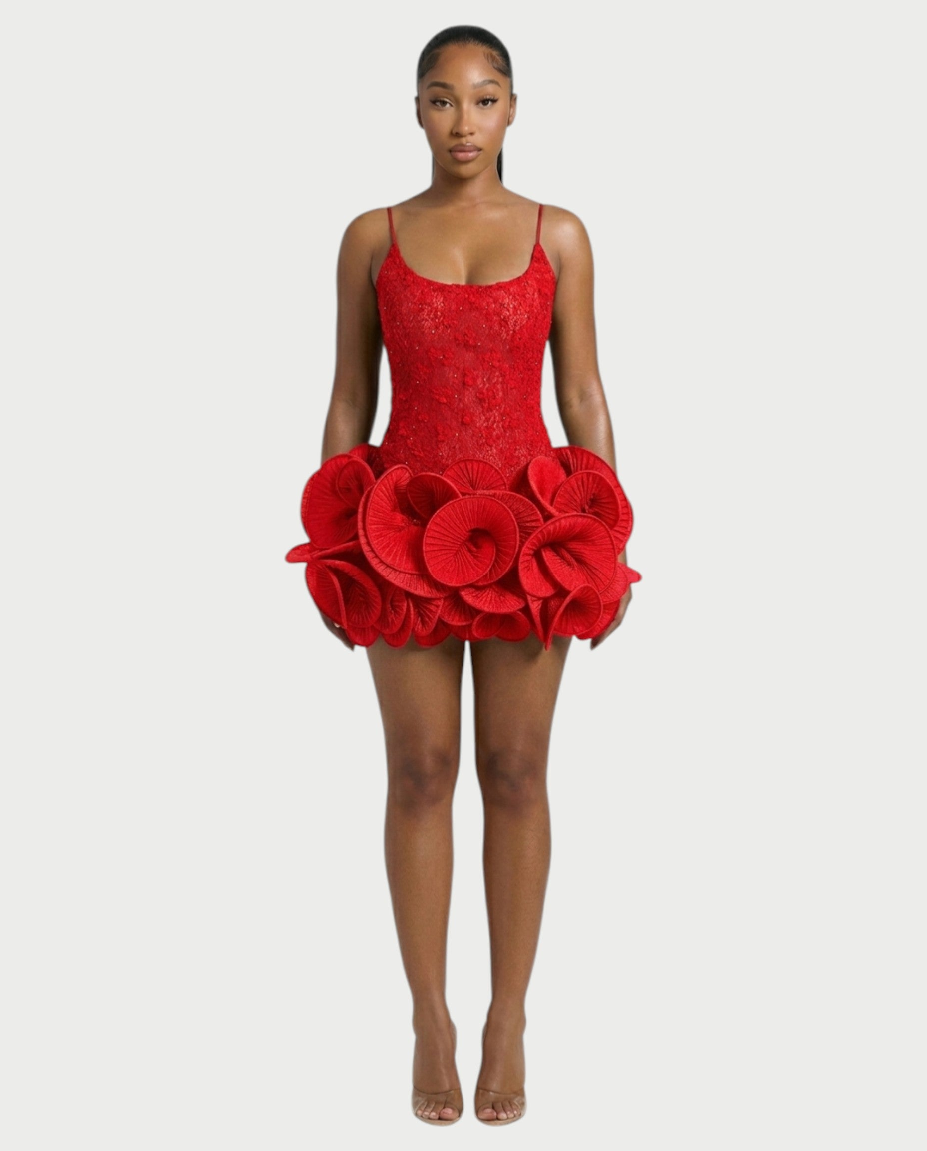 KOVA Flared Pleated Flounce Skirt Mini Dress