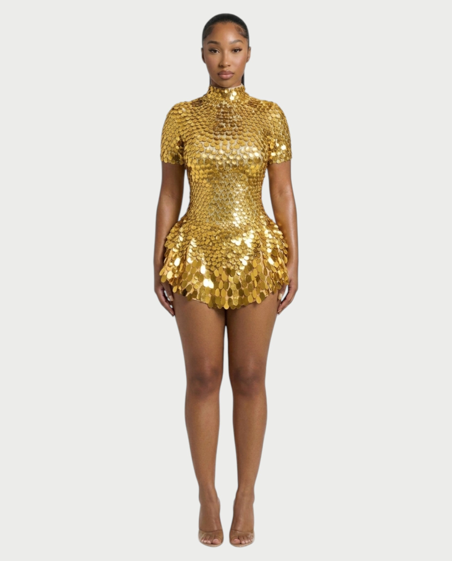 KAIRIE Sequin Scallop Mini Dress