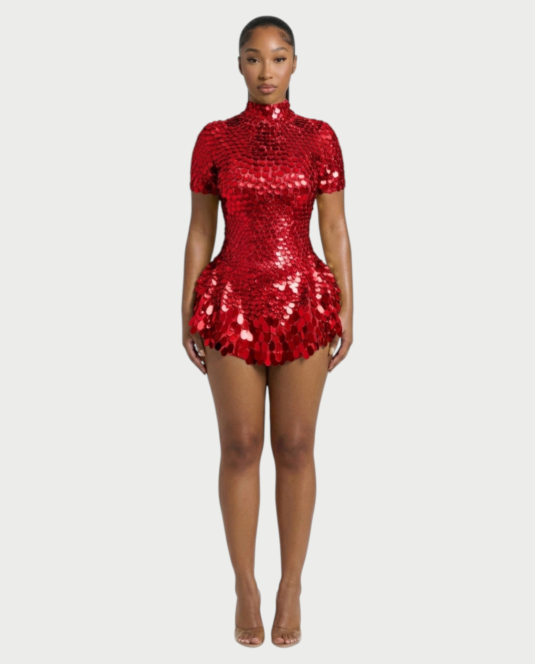 KAIRIE Sequin Scallop Mini Dress